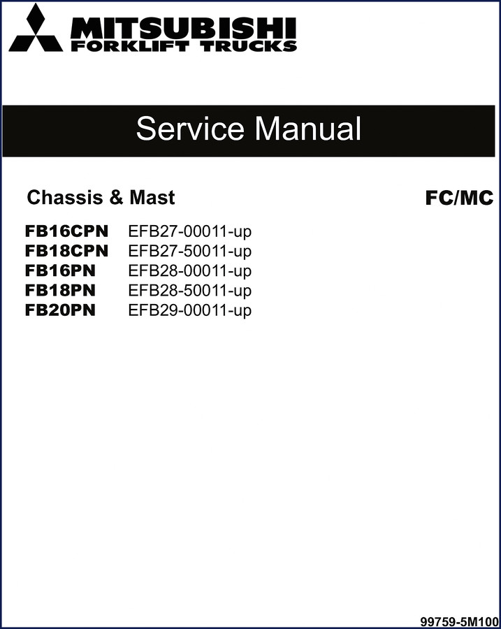 Mitsubishi FB16CPN service manual cover - factory OEM document for forklift chassis and mast