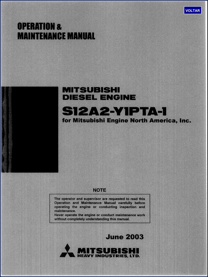 Mitsubishi S12A2-YIPTA-1 diesel engine operators manual 2003 factory document