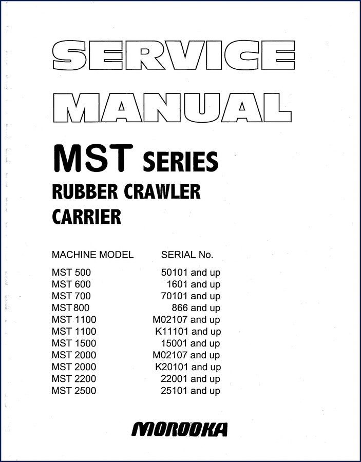 Morooka MST 500-1100 rubber crawler carrier OEM service manual cover