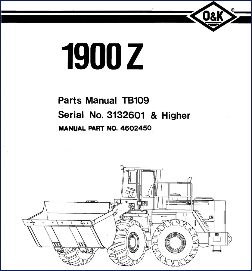 O&K 1900Z Parts Catalog cover - 363 page factory OEM manual