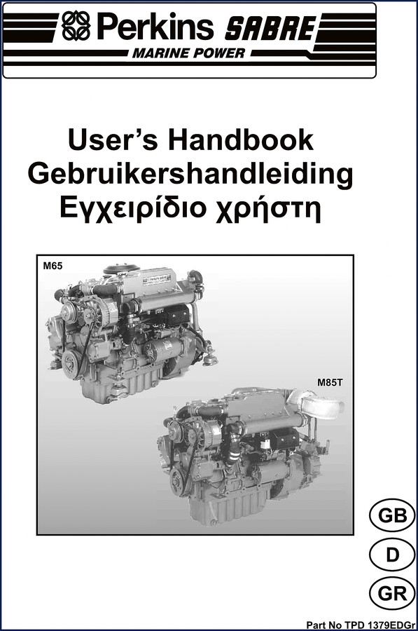 Perkins Sabre M65 and M85T user manual 2009 marine diesel engine handbook cover