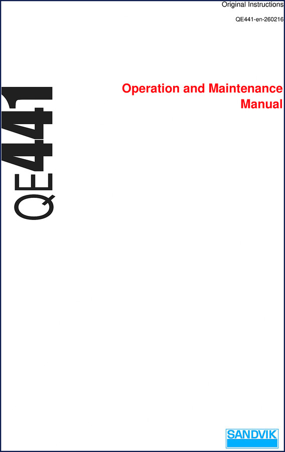 Sandvik QE441 2016 Operators Manual cover – factory OEM document
