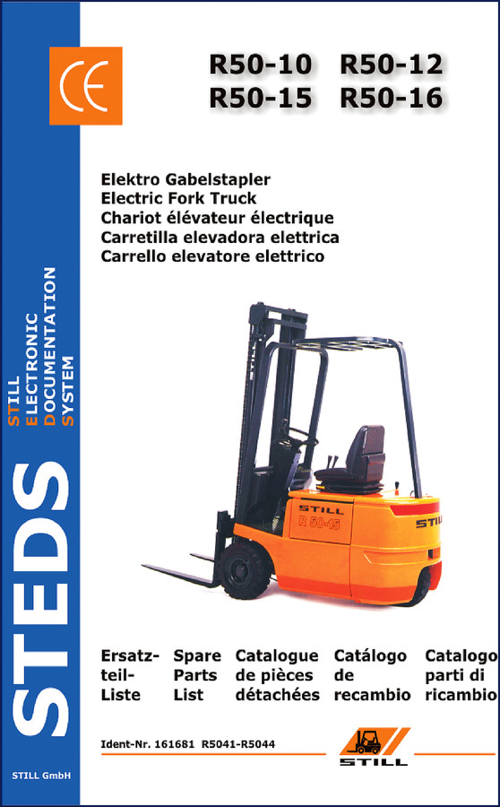 Still R50-10 R50-12 R50-15 R50-16 2016 OEM Parts Catalog cover showing electric forklift