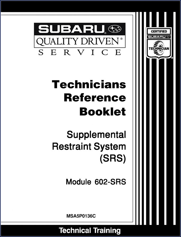 Cover of 2001 Subaru SRS Technical Manual for Impreza WRX, Outback, Forester, Legacy, SVX