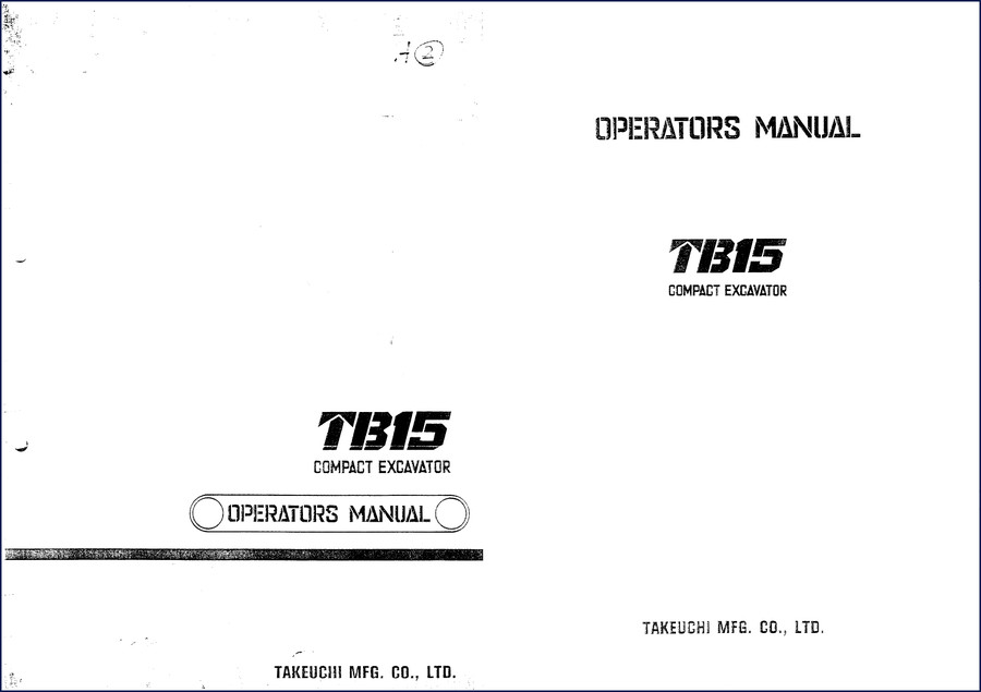 Takeuchi TB15 TB120 Parts Catalog front cover – OEM factory document 310 pages