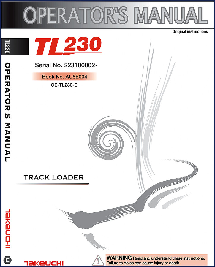 Takeuchi TL230 2007 Parts Catalog cover page showing engine model 4TNV98-ZNTBL and OEM part numbering system