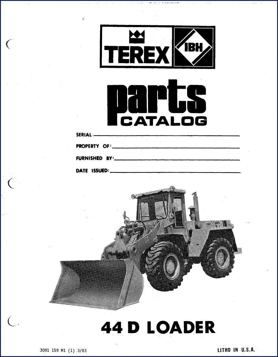 Terex 44 D 1983 Parts Catalog cover page