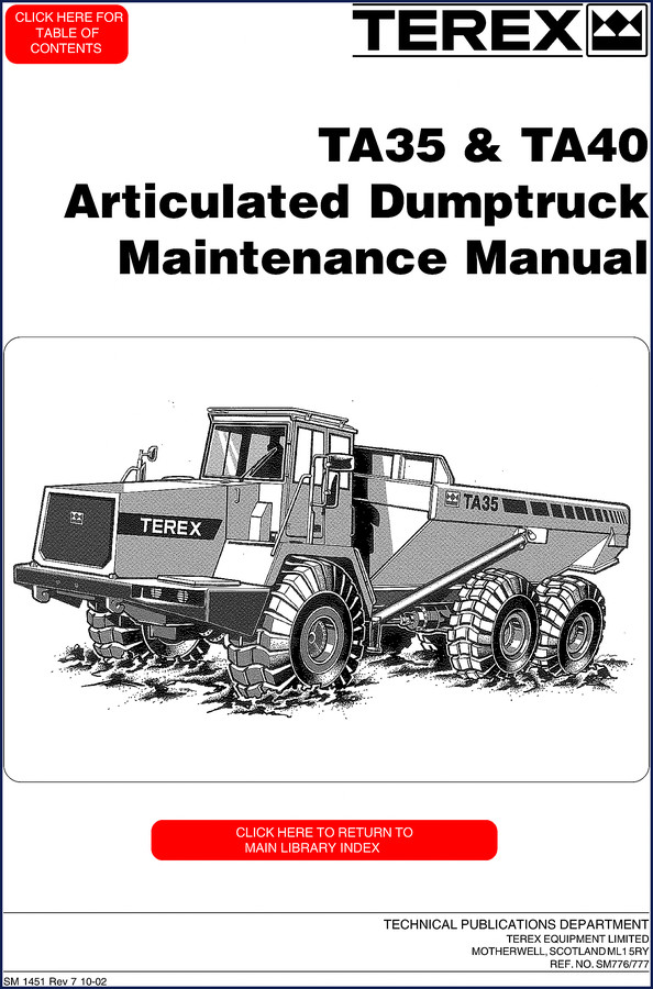 Terex TA35 TA40 2000 Factory Operators Manual cover page