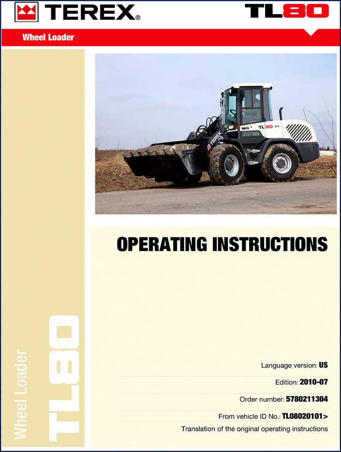 Terex TL80 2010 Parts Catalog factory document cover