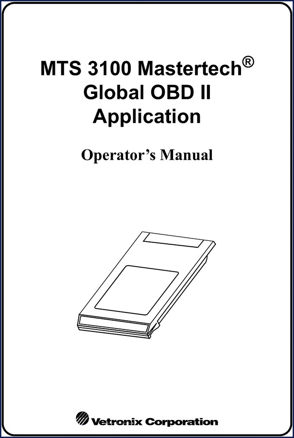 Vetronix 3100 2005 User Manual – MTS 3100 Mastertech Global OBD II Operator’s Manual cover