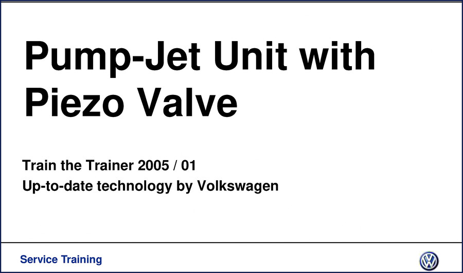 Volkswagen PPD 1.0 and PPD 1.1 2005 Training Manual cover