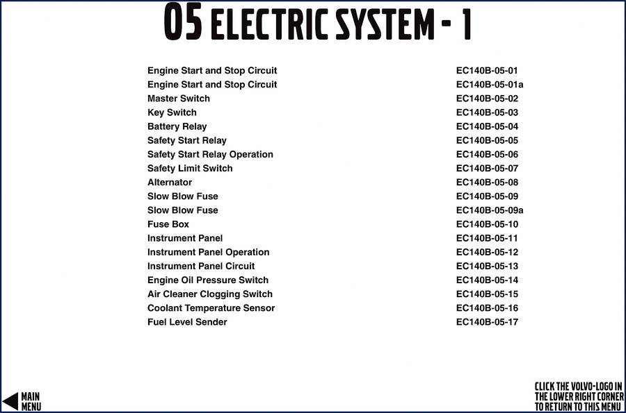 Volvo EC140B Electrical Schematic cover page - 20 page OEM wiring diagram from Volvo Construction Equipment