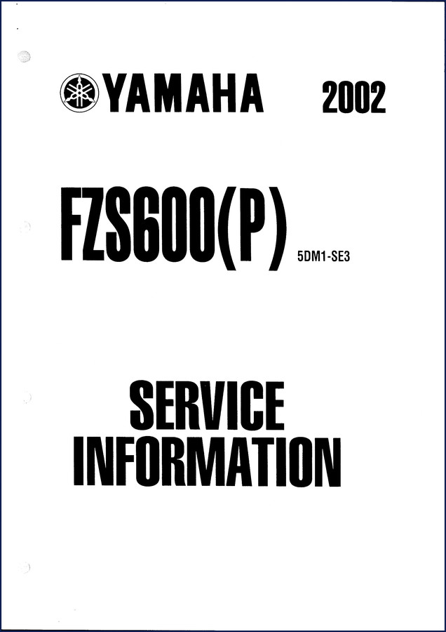 2000 Yamaha FZ600 Service Manual cover - factory supplementary service manual