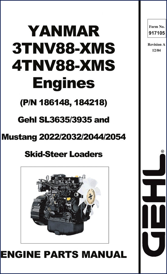 Yanmar 3TNV88-XMS and 4TNV88-XMS 2004 Parts Catalog cover page showing engine assembly diagram