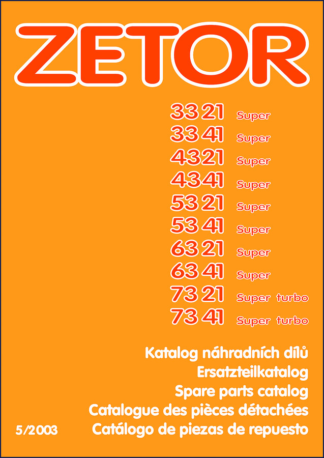 Zetor 3321 3341 4321 4341 5321 2003 Parts Catalog cover page
