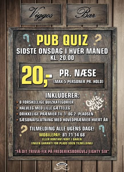 Viggo's Bar | Nightcrawl.dk | Som I ved (… quizzen har været udsolgt noget tid, derfor skr...