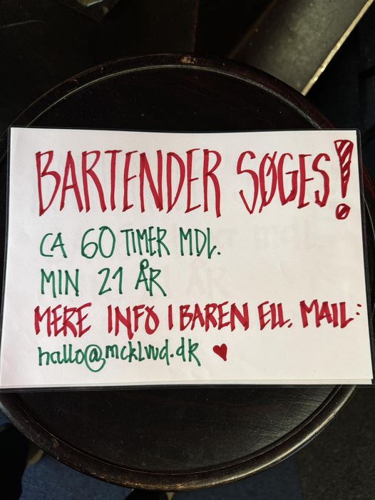 McKluud | Nightcrawl.dk | Vi søger en ny bartender! :)