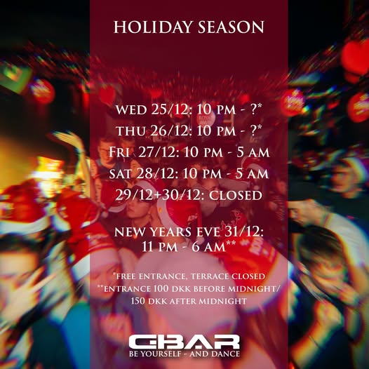 G-Bar | Nightcrawl.dk | There’s plenty of nights to celebrate this Christmas at GBAR...