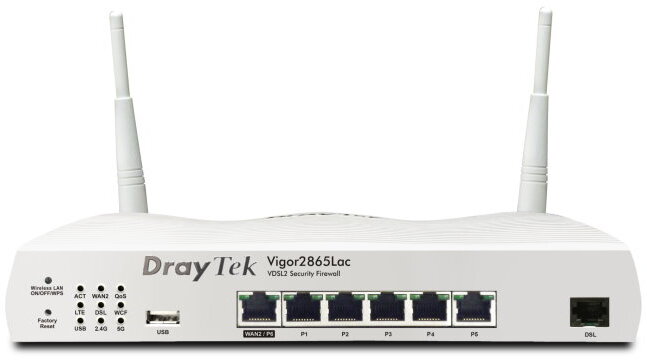Draytek Vigor 2865 VDSL and Ethernet Router with AC1300 Wi-Fi and built-in LTE modem (replaces 2862Ln and 2862Lac)