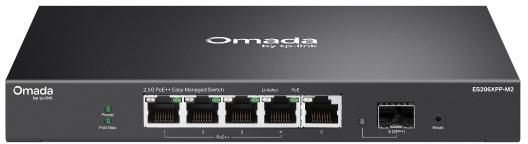 Omada 5-Port 2.5G BASE-T and 1-Port 10GE SFP+ Easy Managed Switch with 4-Port PoE++