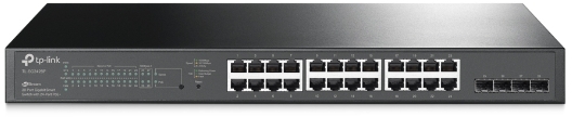 JetStream 28-Port Gigabit Smart Switch with 24-Port PoE+ 4 × gigabit SFP Slots