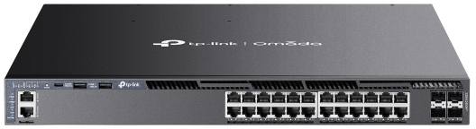 Omada 24-PortGigabit Stackable L3 Managed PoE+ Switch with 4 10GE SFP+ Slots