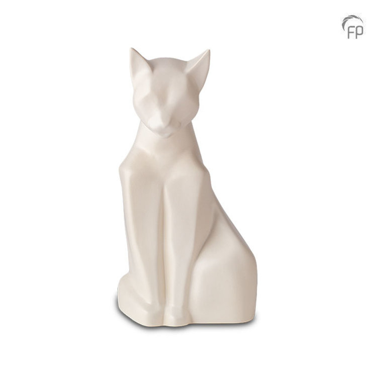 Mastaba Ceramika Ceramic Pet Urn Cat Matt White - KU 162