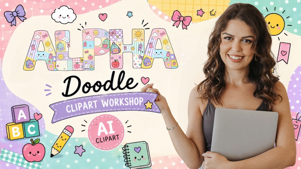 Create With Me workshop: alphabet doodle clipart with AI