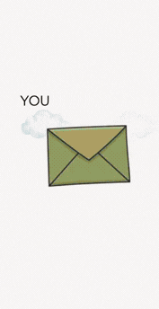 Animation of a digital invite: a green envelope opens and a pastel card slides up.