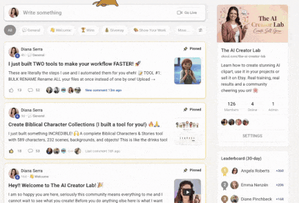 Preview of the AI Creator Lab community feed