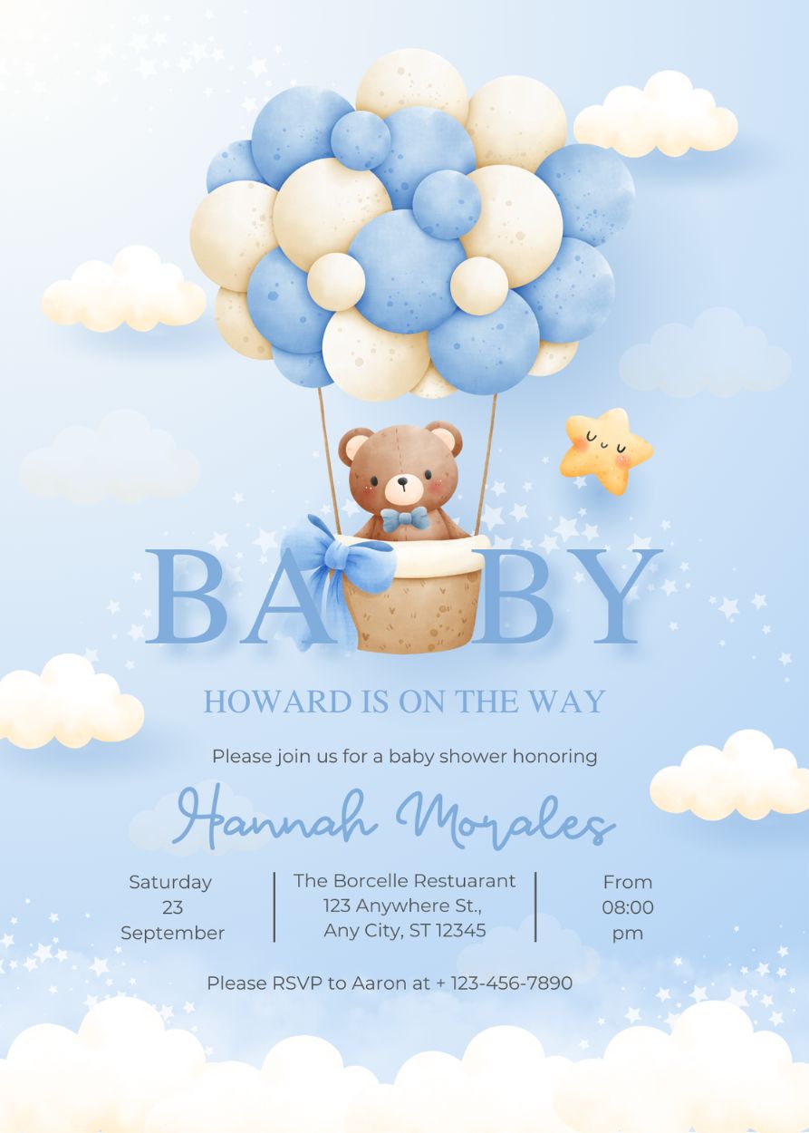 Flat baby shower invitation design artwork