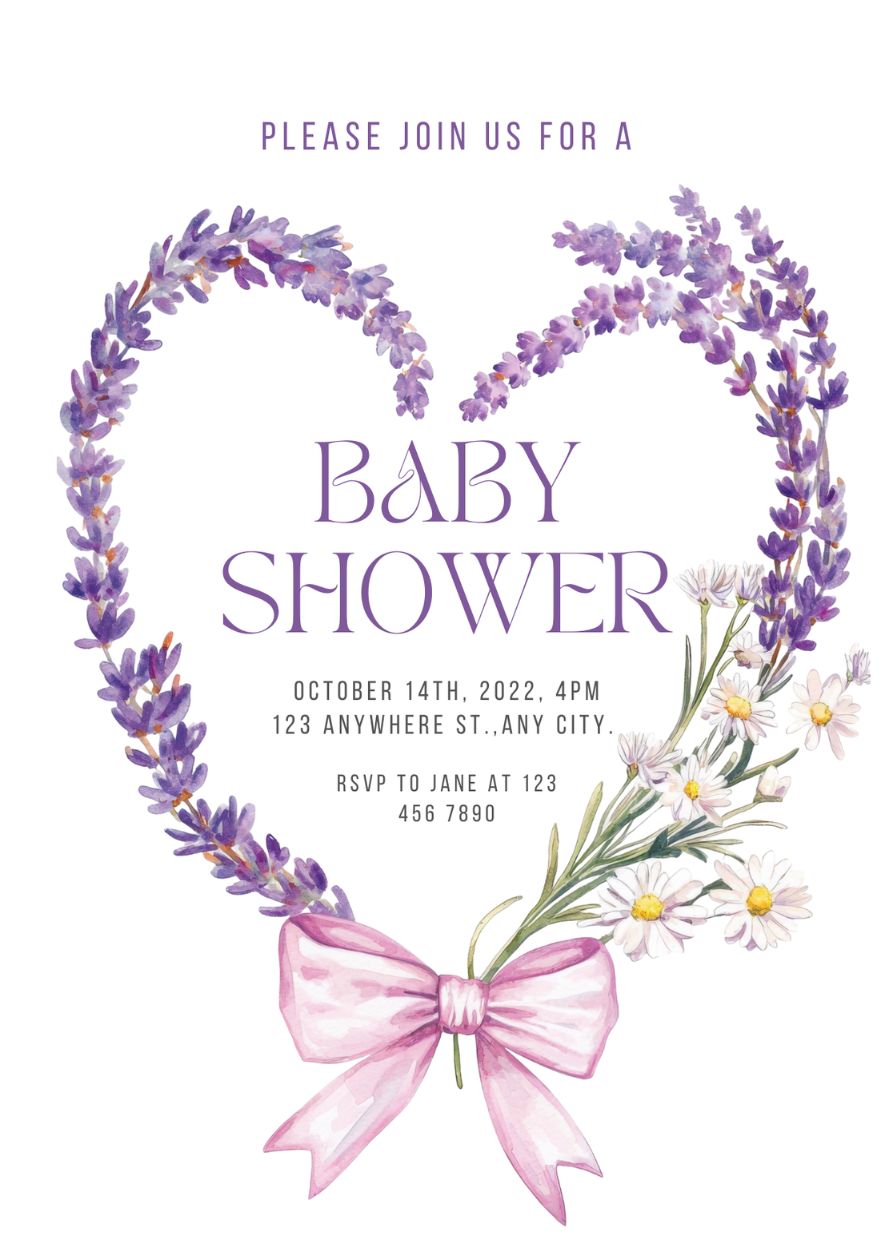 Second baby shower invitation flat design artwork
