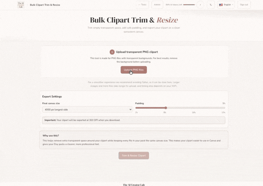 Preview: Bulk Clipart Trim & Resize