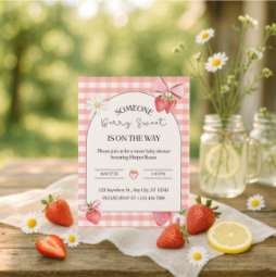 Final listing photo with the invitation design placed on the outdoor mockup scene