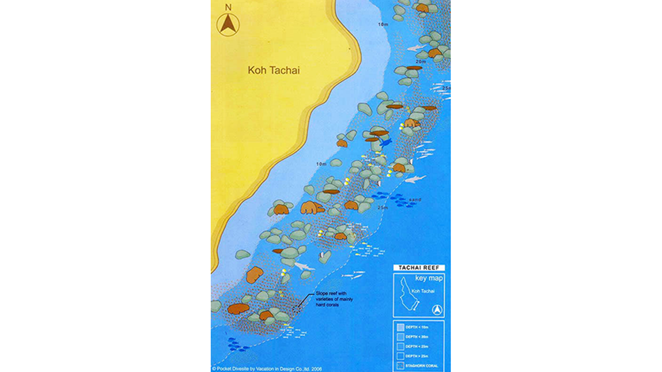 Map of Koh Tachai Reef dive site