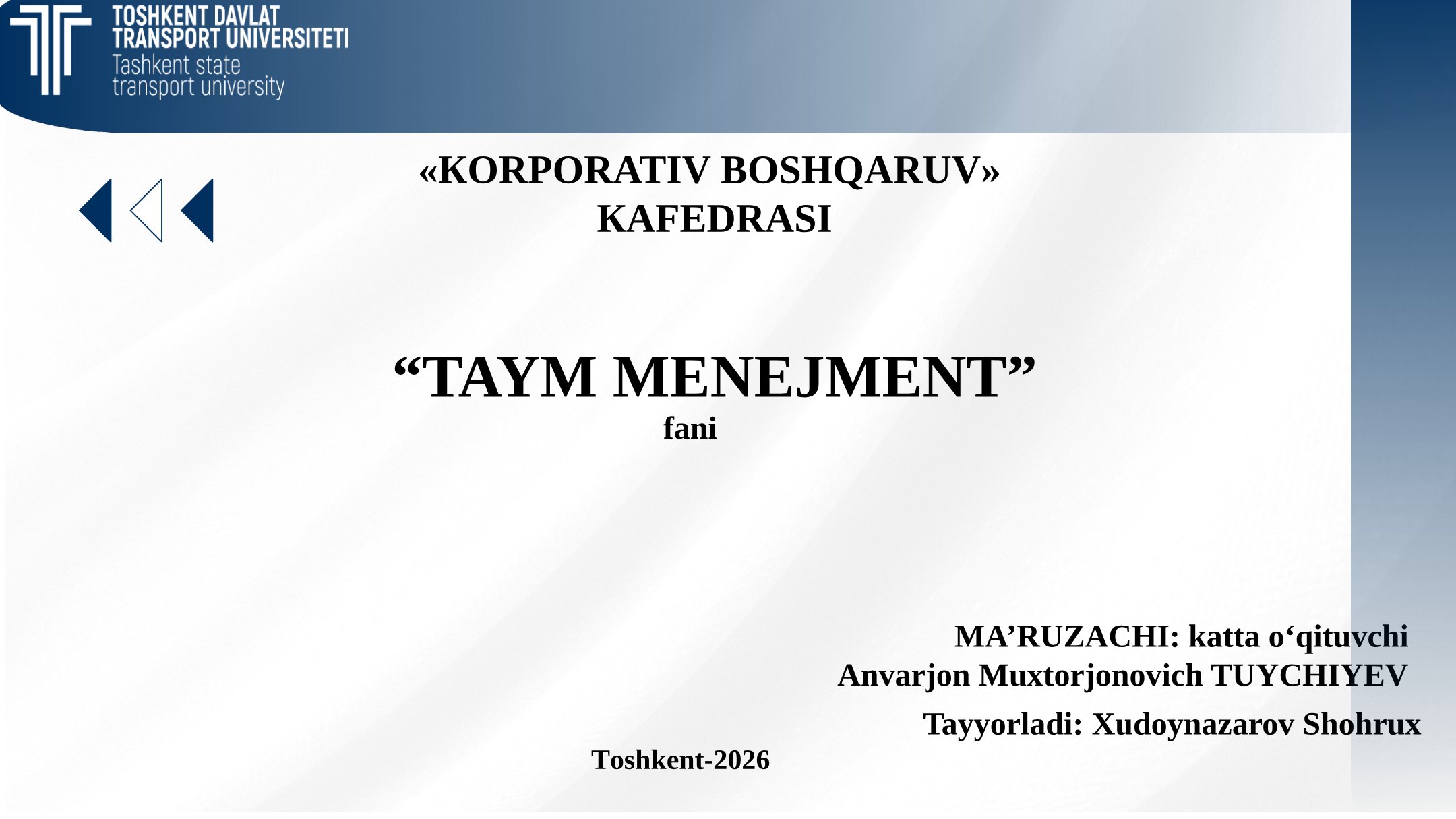 Taym Menejment Ma'ruzasi