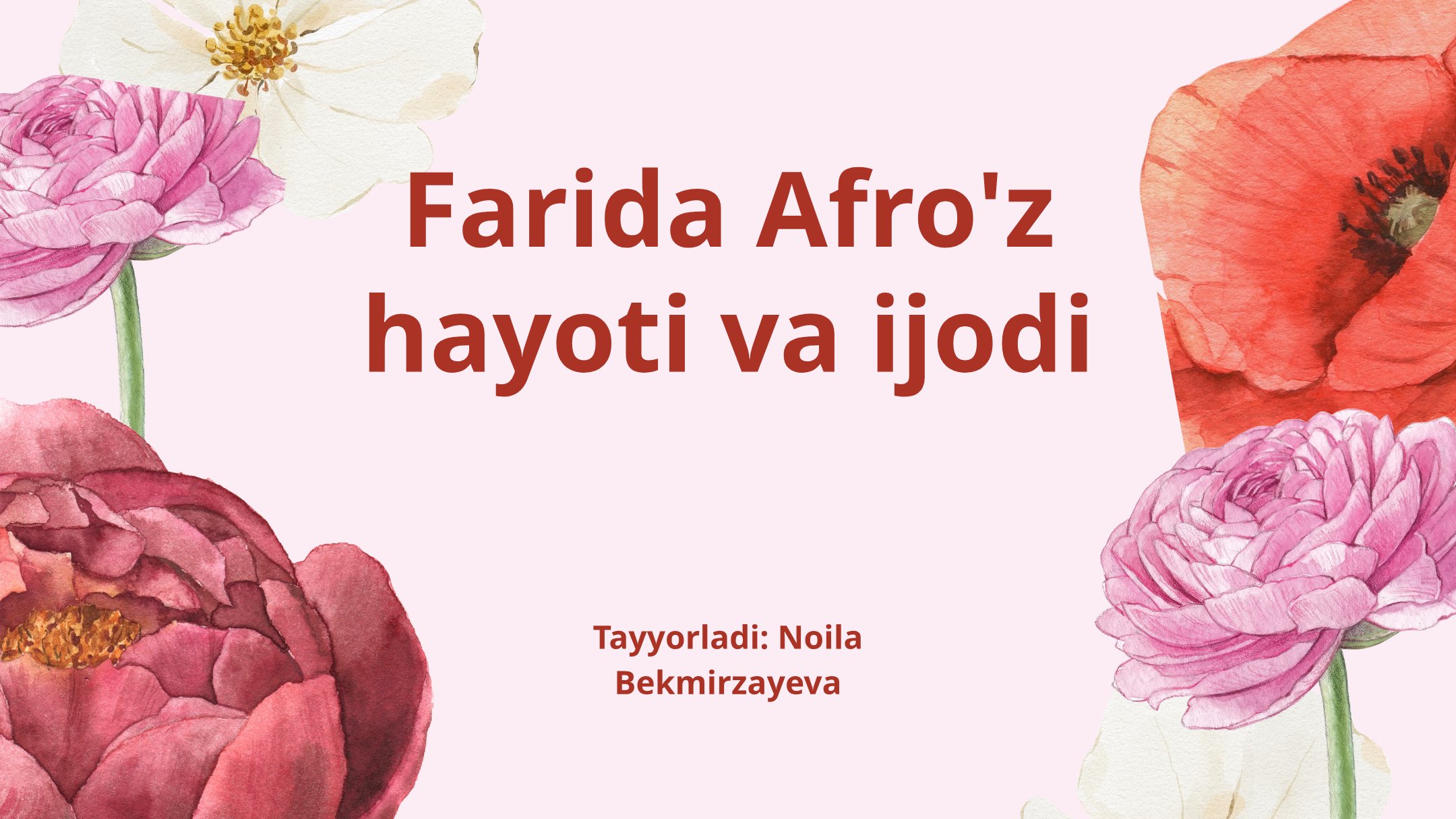 Farida Afro'z hayoti va ijodi
