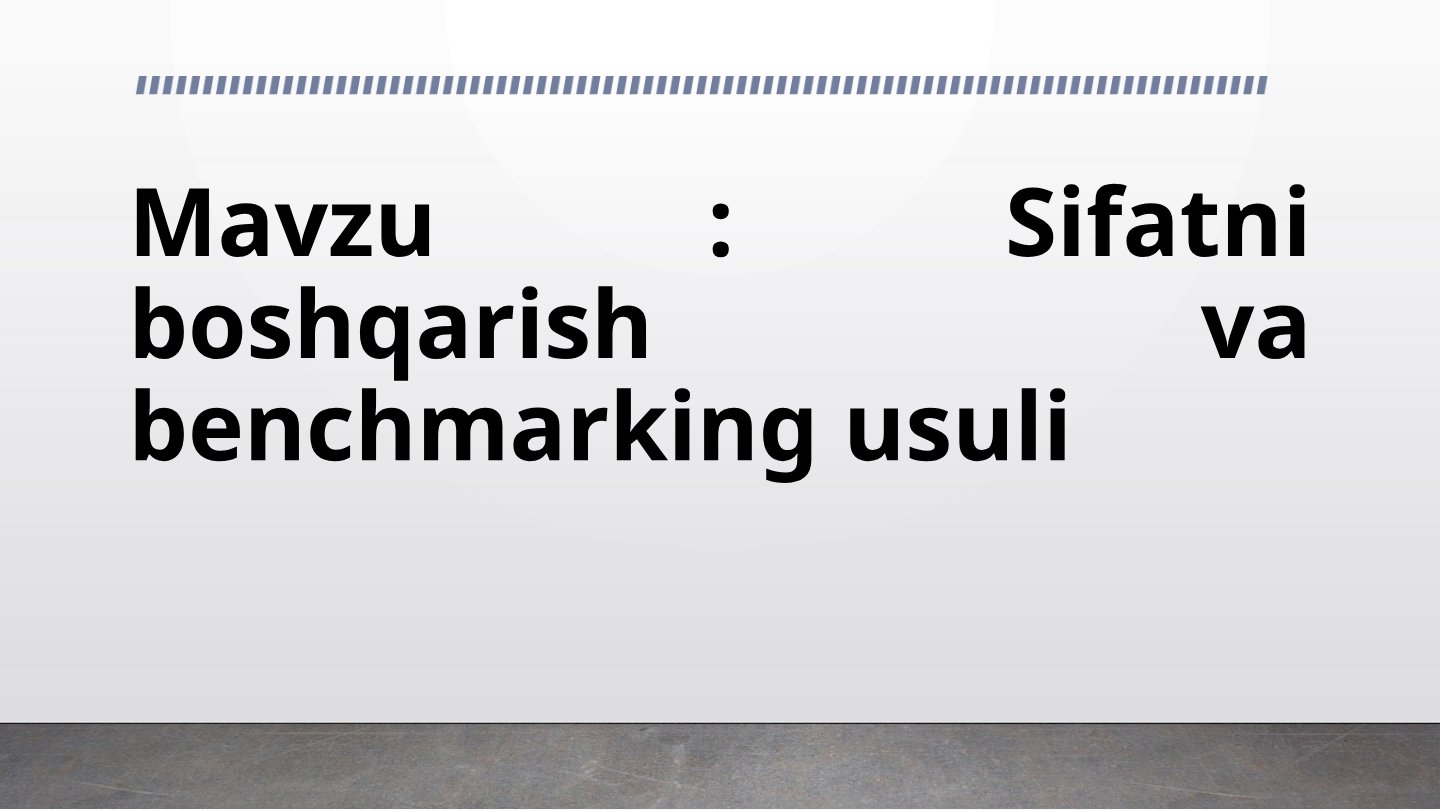 Sifatni boshqarish va benchmarking usuli
