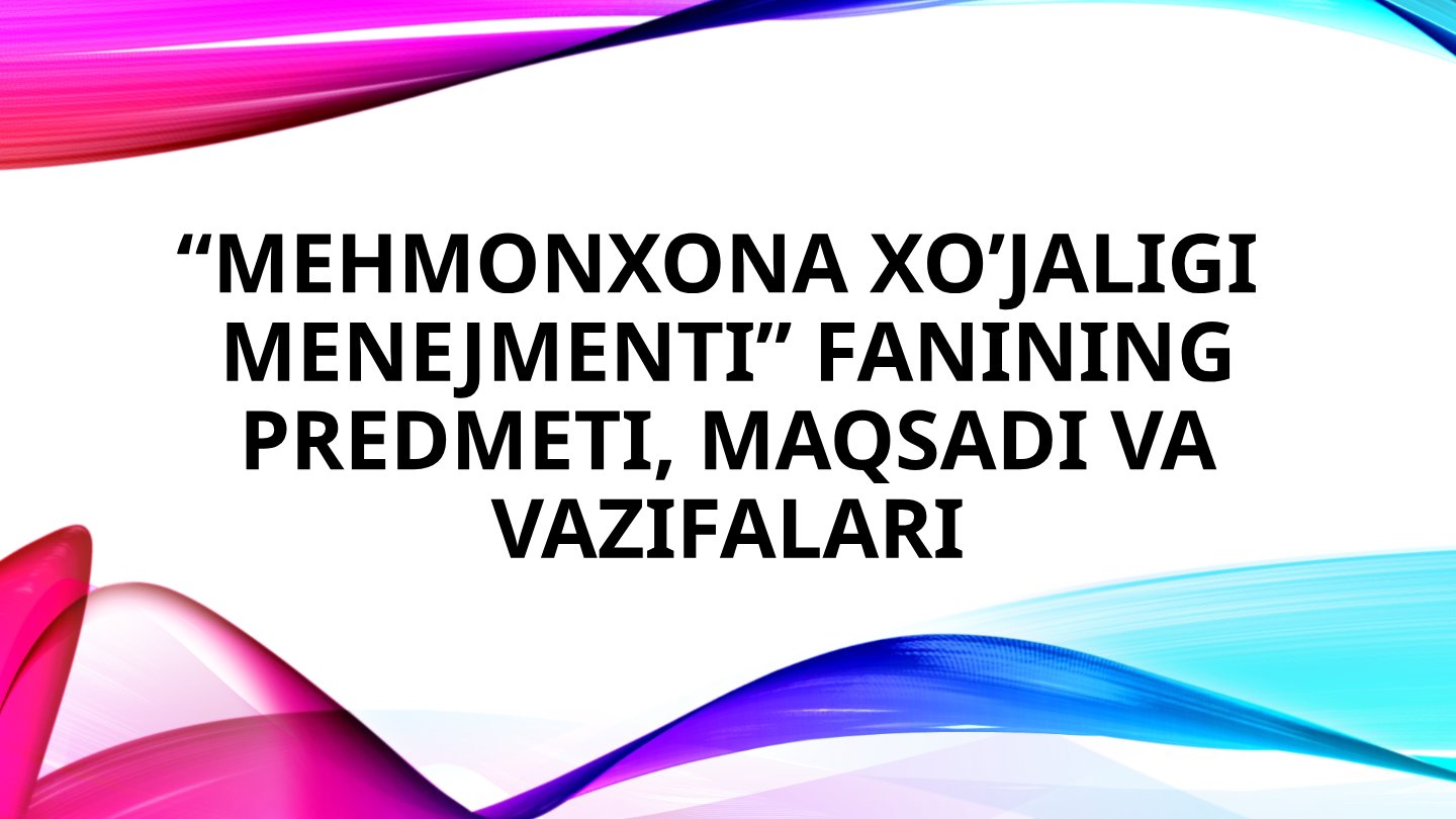 Mehmonxona Menejmenti Fan Dasturi