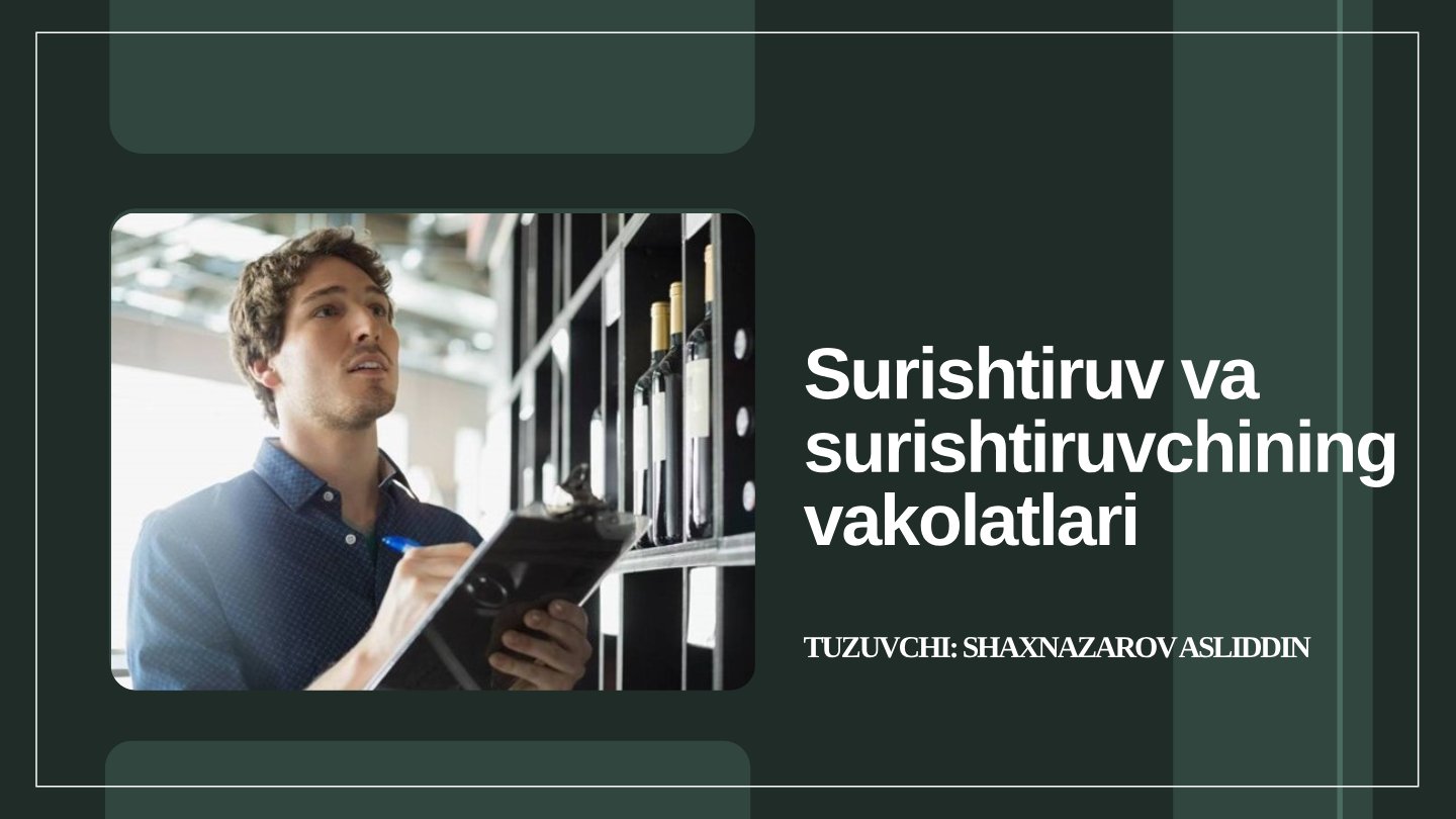 Surishtiruv va Vakolatlar