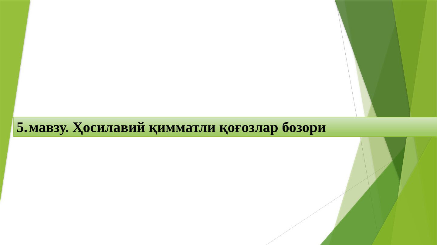 Derivativlar bozori ma'ruzasi