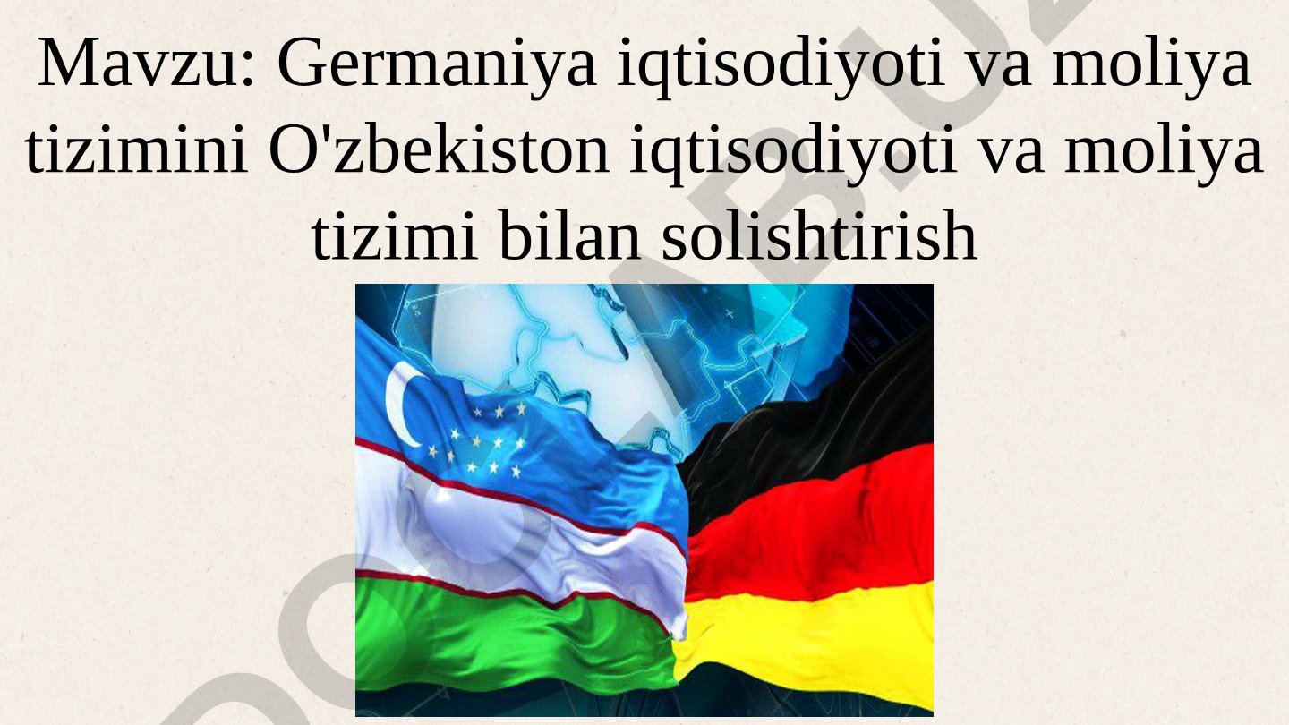 Germaniya va O'zbekiston iqtisodiyoti taqdimoti