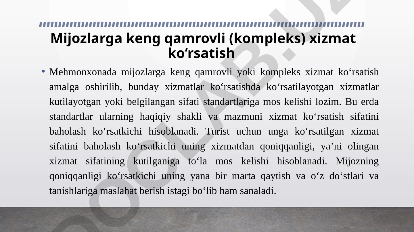Mehmonxona xizmatlari taqdimoti
