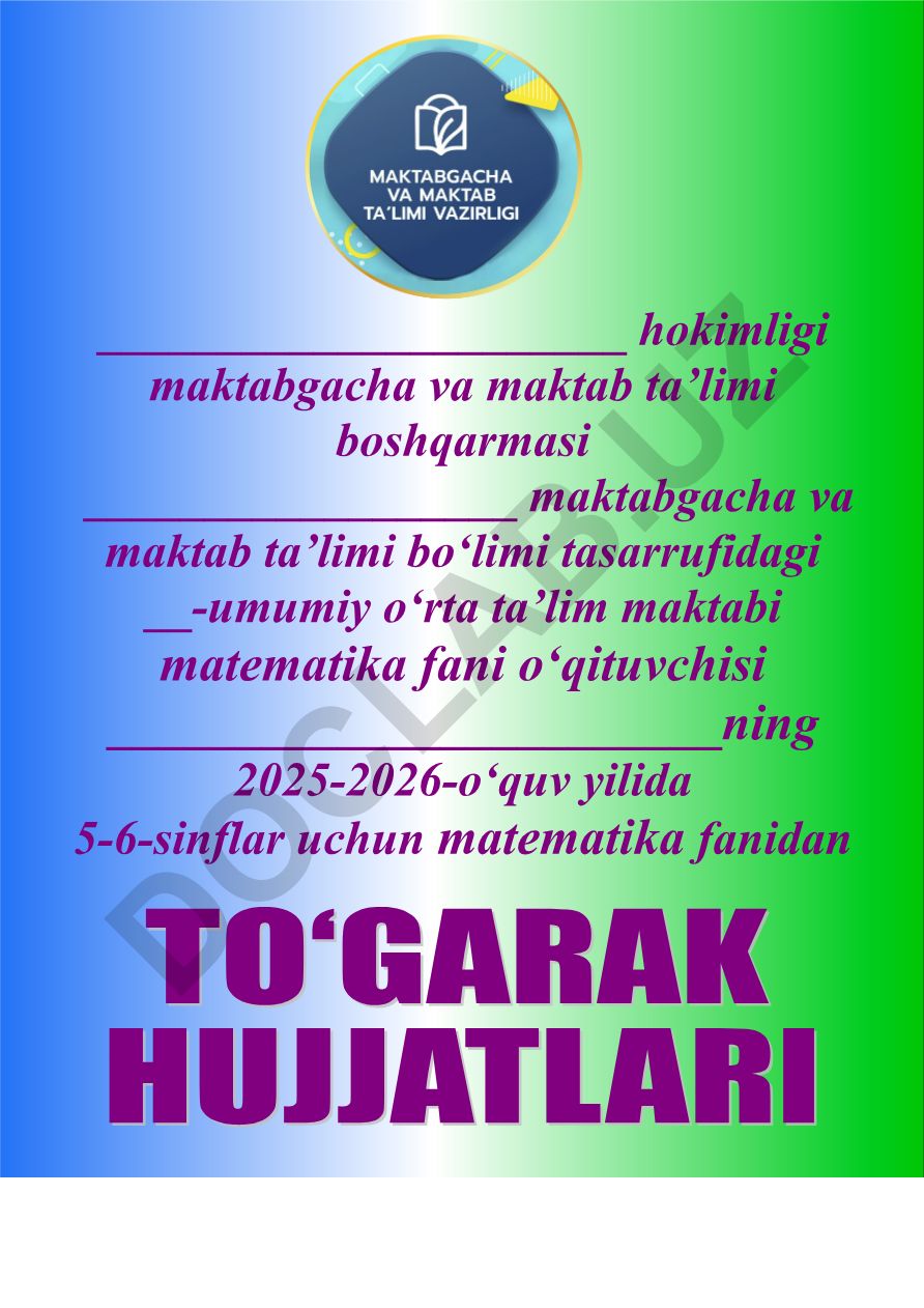 5-6-sinflar uchun matematika to'garagi a'zolari haqida ma'lumot