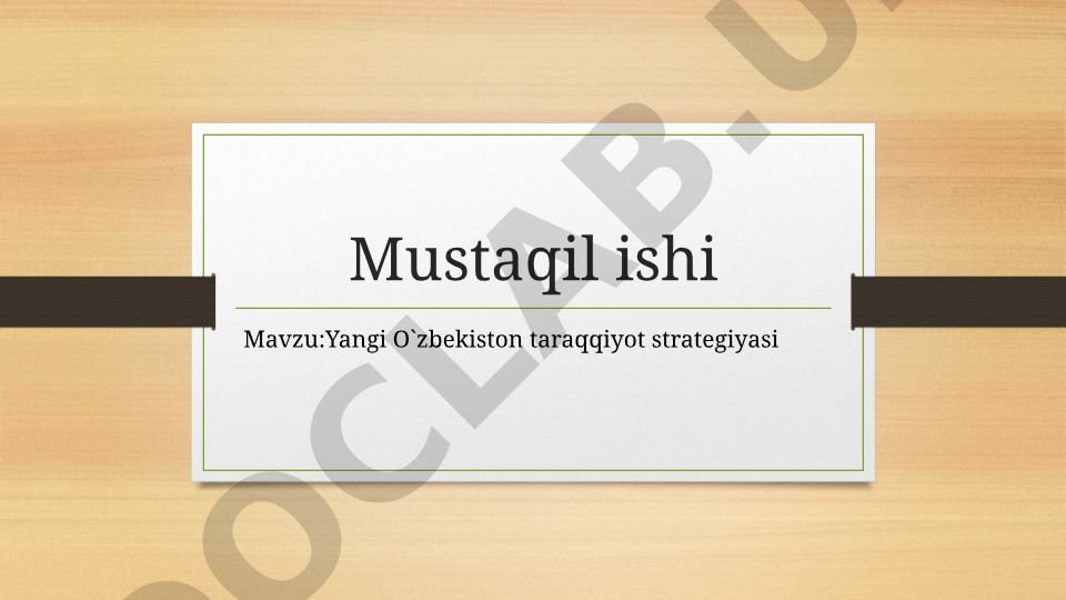 Yangi O'zbekiston taraqqiyot strategiyasi