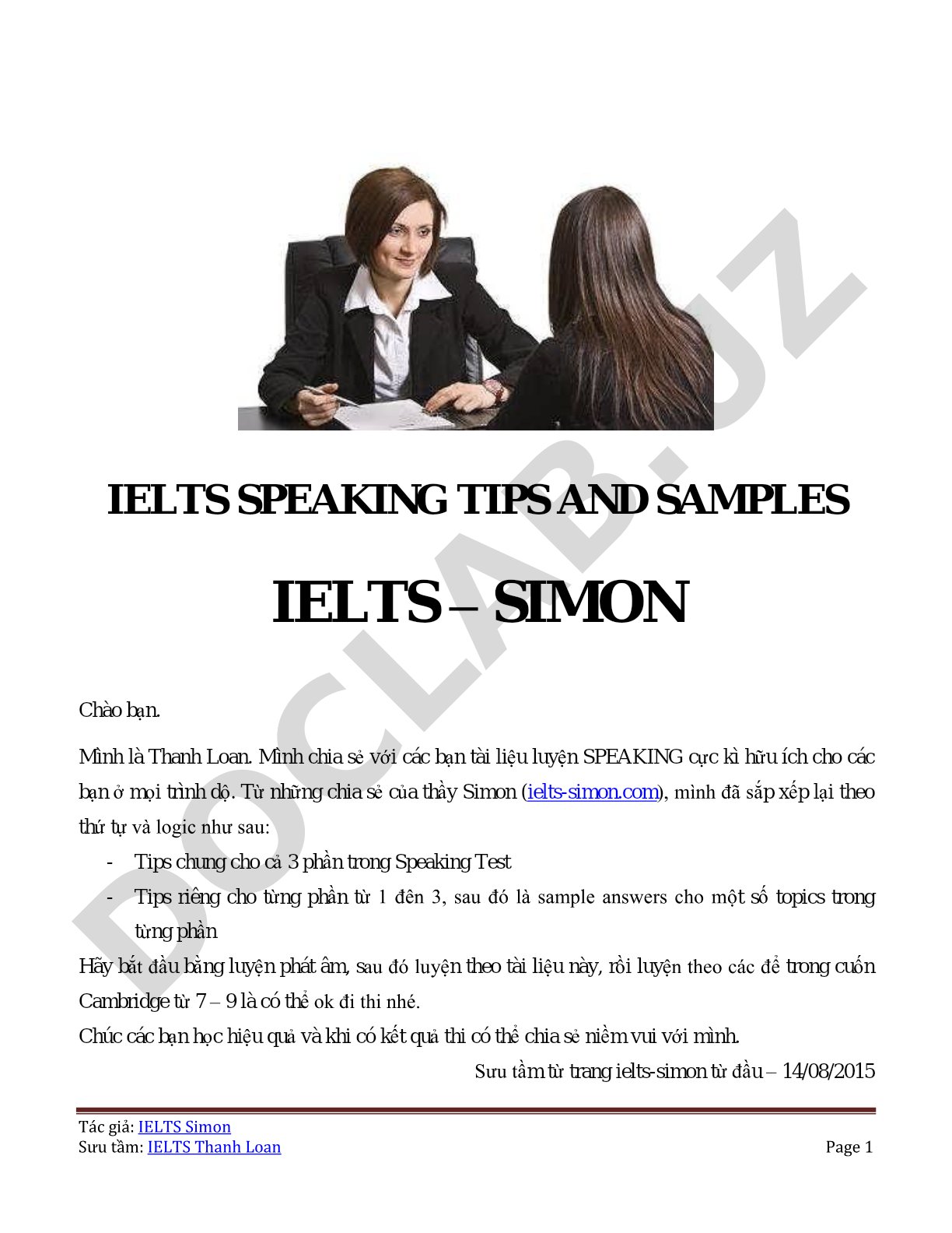 IELTS Speaking Tips and Samples