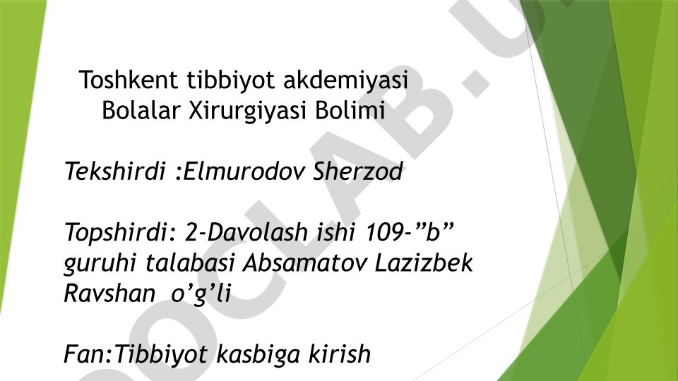 Xirurgik bemorlarni operatsiyadan so'ngi davrdaparvarish qilish qoidalari