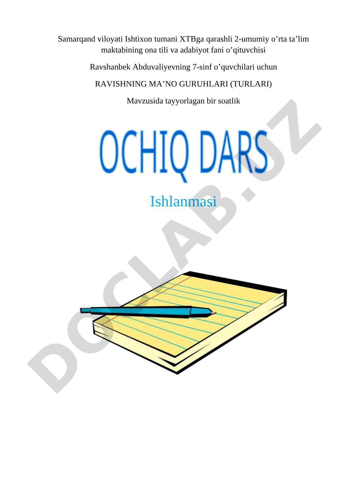 Ona tili ochiq dars ishlanmasi
