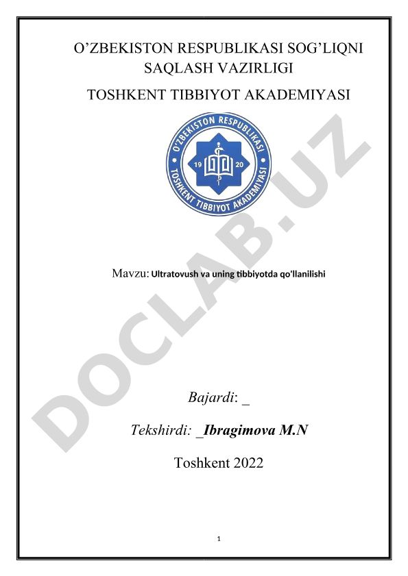 Ultratovush va uning tibbiyotda qo'llanilishi