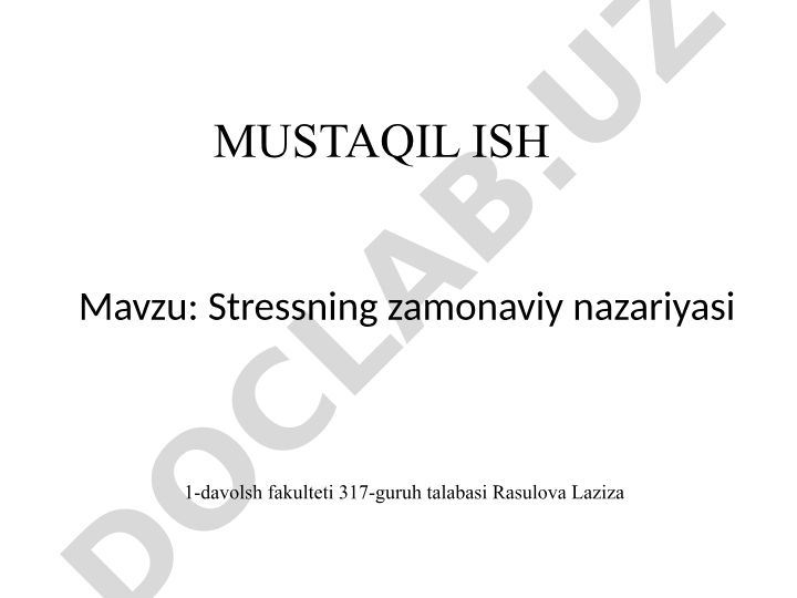 Stressning zamonaviy nazariyasi